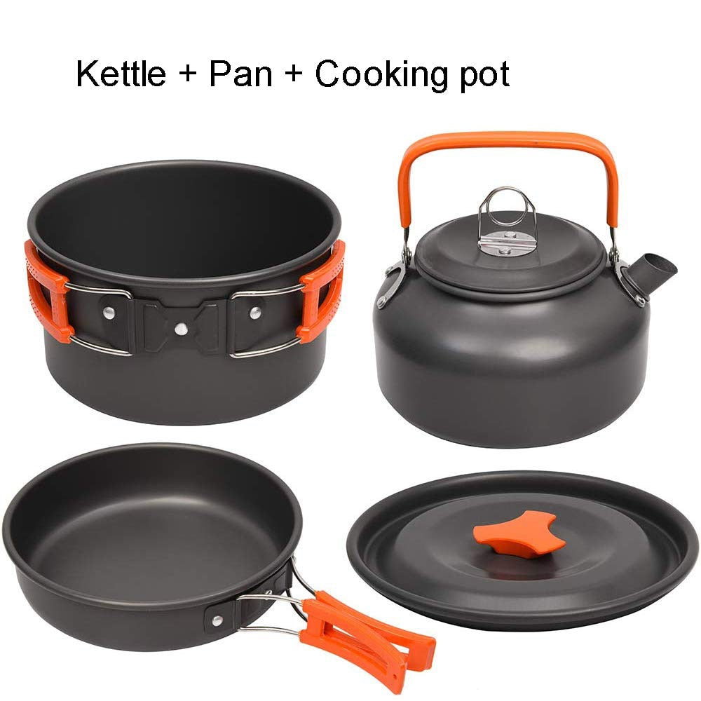 Aluminum Cookware Kit Outdoor Cooking Set Water Kettle Pan Pot - OutdoorExplorersKit
