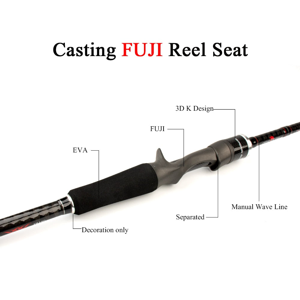 KUYING Pirate 2.58m 8'6" Carbon Casting Spinning M Medium Lure Fishing Rod Fish Cane Pole FUJI Medium-Fast Action Far Casting - OutdoorExplorersKit