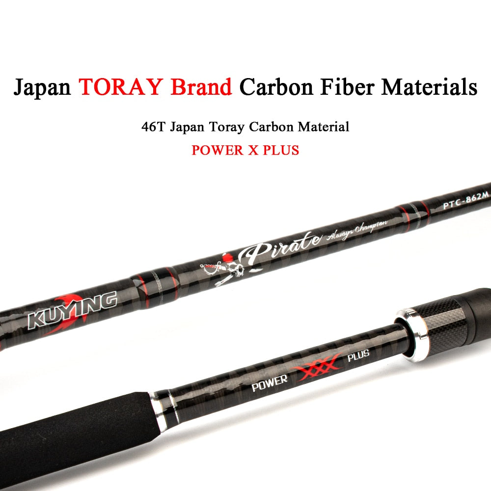 KUYING Pirate 2.58m 8'6" Carbon Casting Spinning M Medium Lure Fishing Rod Fish Cane Pole FUJI Medium-Fast Action Far Casting - OutdoorExplorersKit