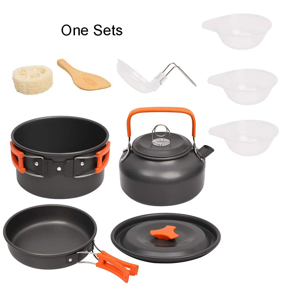 Aluminum Cookware Kit Outdoor Cooking Set Water Kettle Pan Pot - OutdoorExplorersKit