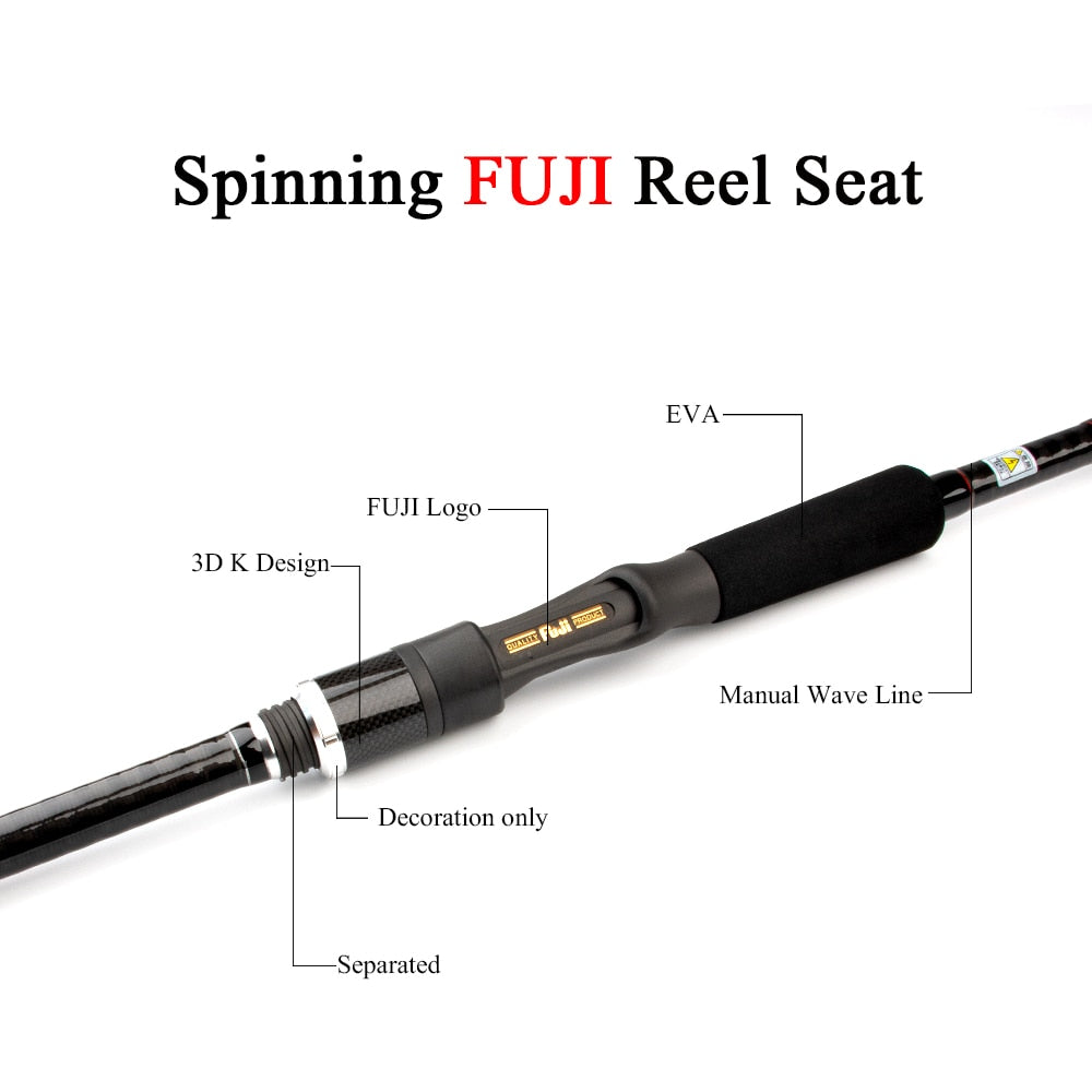 KUYING Pirate 2.58m 8'6" Carbon Casting Spinning M Medium Lure Fishing Rod Fish Cane Pole FUJI Medium-Fast Action Far Casting - OutdoorExplorersKit