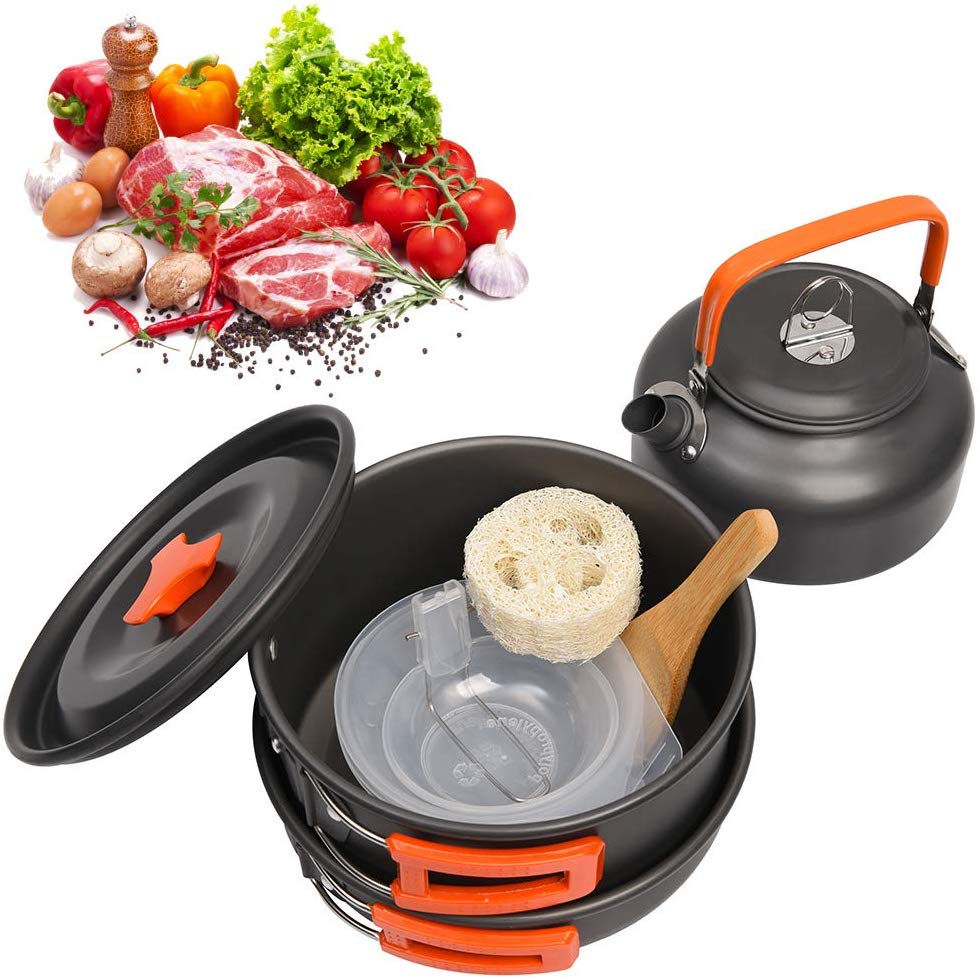 Aluminum Cookware Kit Outdoor Cooking Set Water Kettle Pan Pot - OutdoorExplorersKit