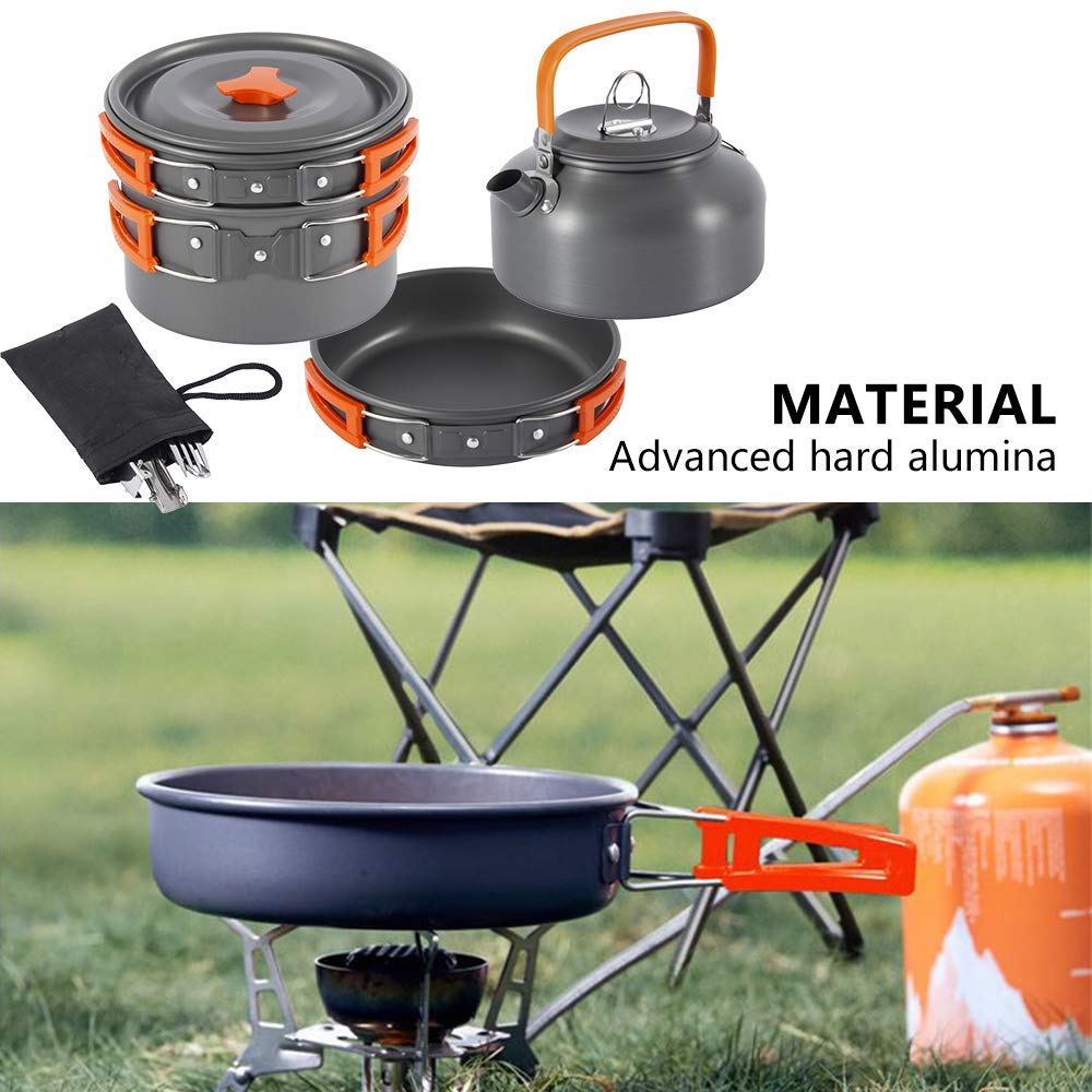 Aluminum Cookware Kit Outdoor Cooking Set Water Kettle Pan Pot - OutdoorExplorersKit