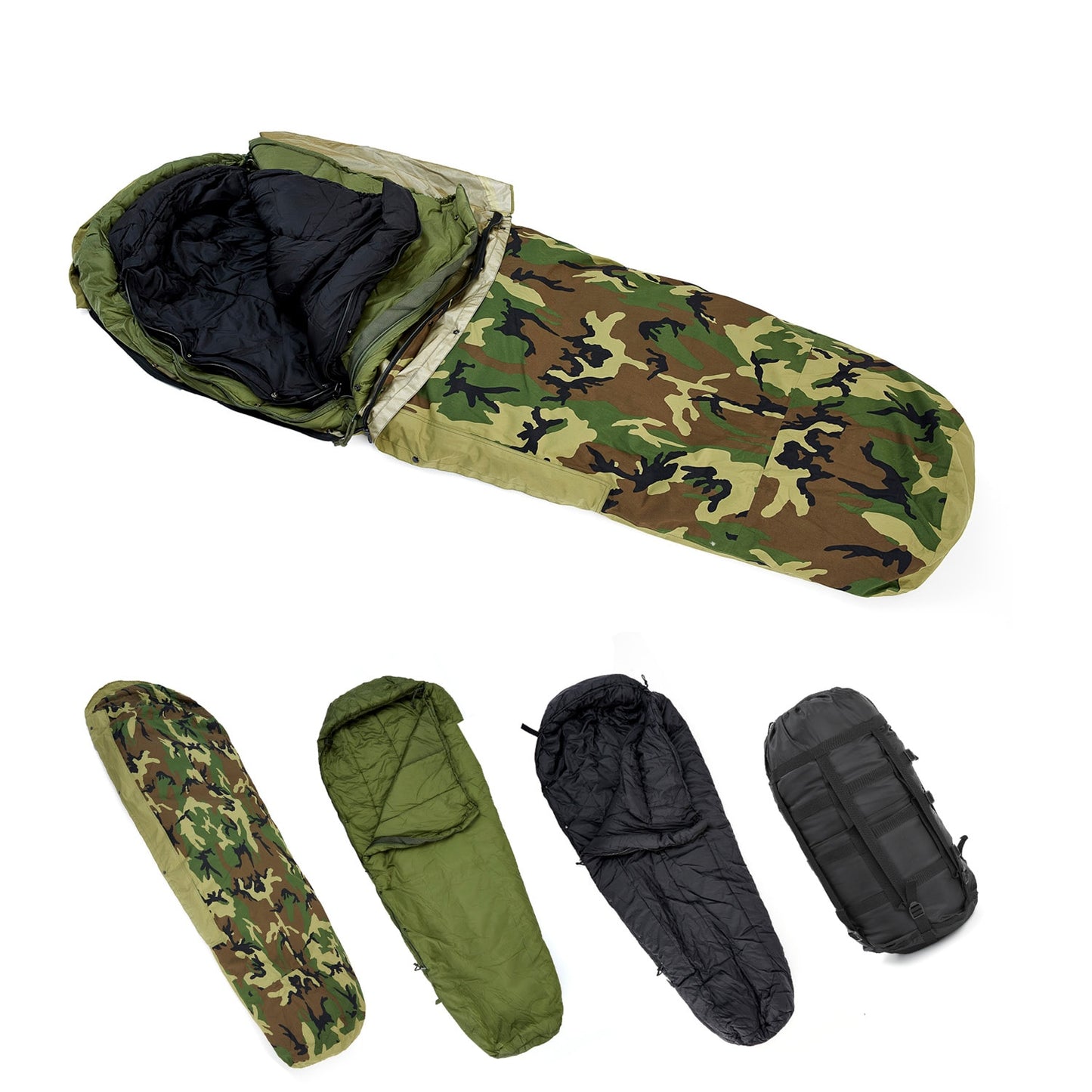 Akmax Army Military Style Modular Sleeping Bags, Multi Layered with Bivy Cover for All Season - OutdoorExplorersKit