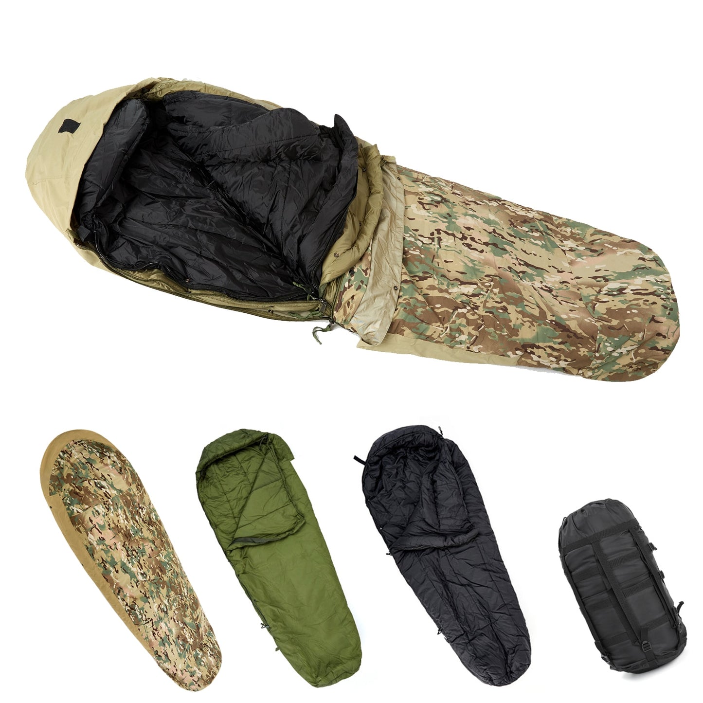 Akmax Army Military Style Modular Sleeping Bags, Multi Layered with Bivy Cover for All Season - OutdoorExplorersKit