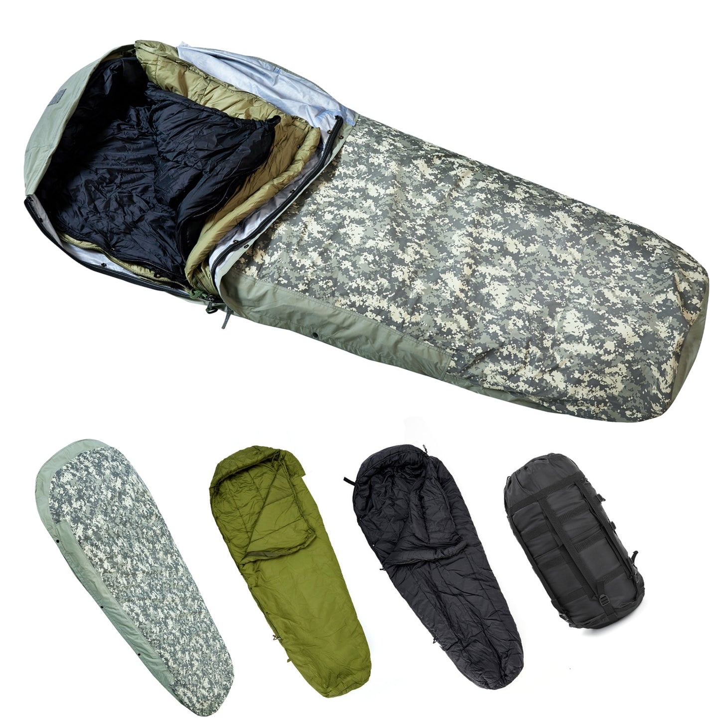 Akmax Army Military Style Modular Sleeping Bags, Multi Layered with Bivy Cover for All Season - OutdoorExplorersKit