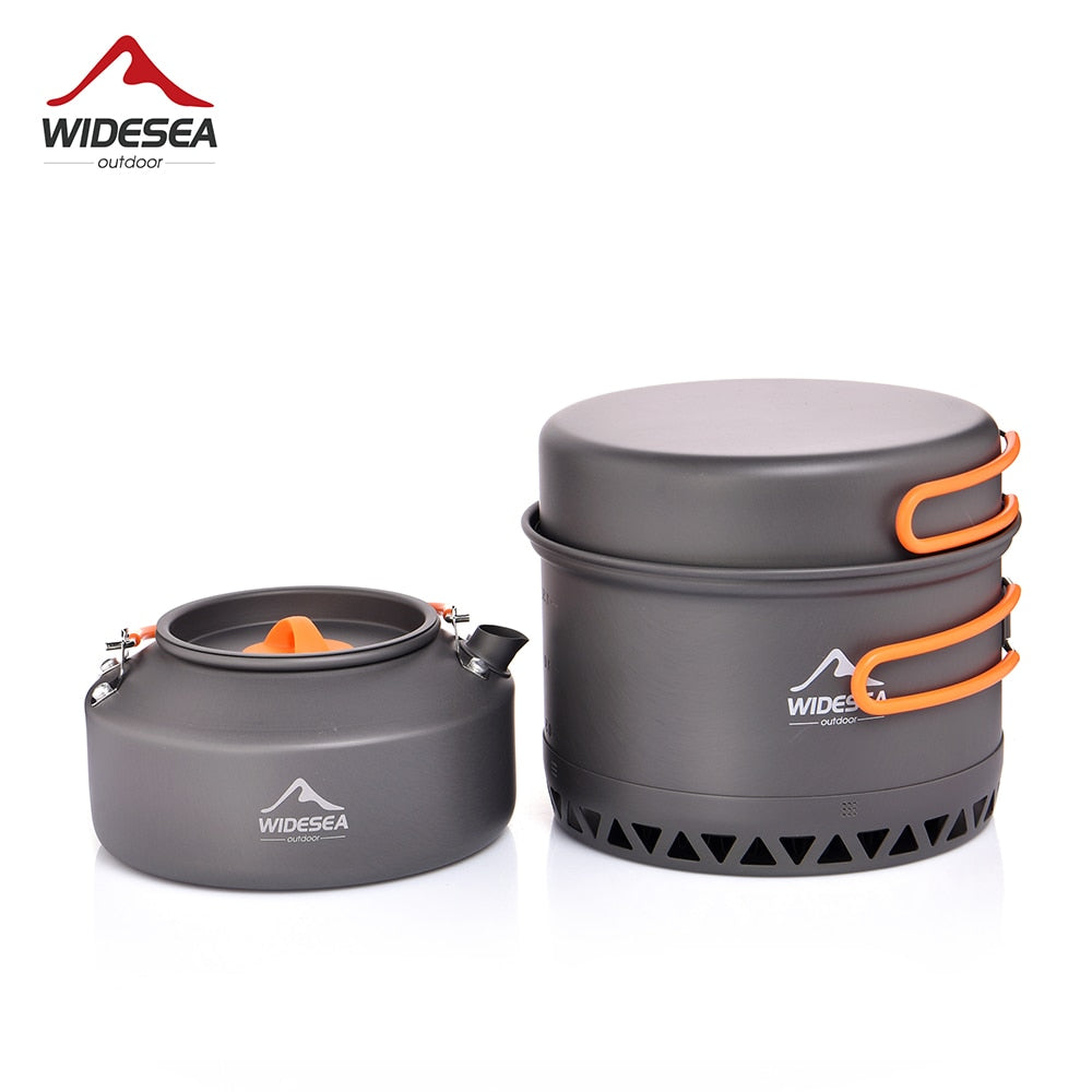 Widesea Camping 1.3L 2.3L Cookware Set Heat Cooker Travel Tableware Pot Kettle Tourist Kitchen Utensil Equipment - OutdoorExplorersKit