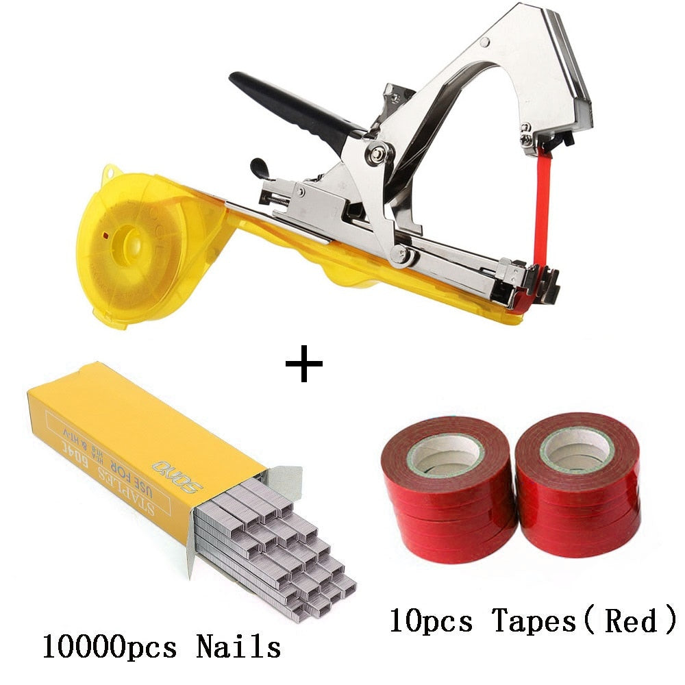 ALLSOME Tying Machine Plant Garden Plant Tapetool Tapener +10 Rolls Tape Set for Gardening