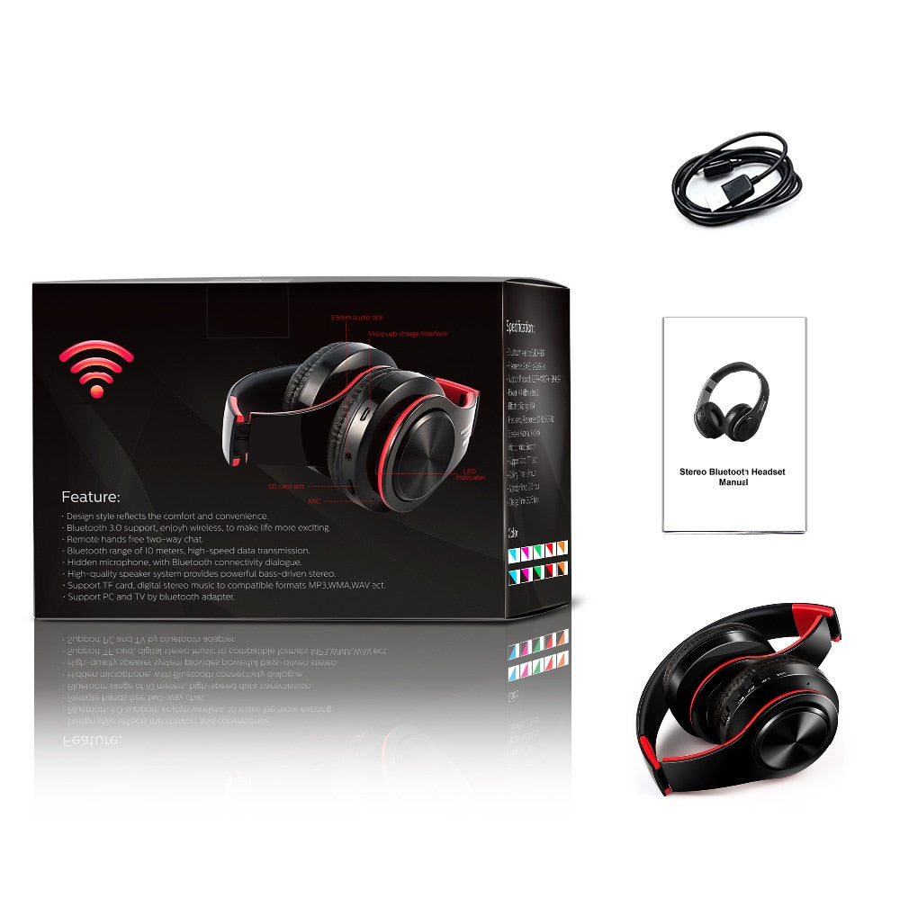 HIFI Stereo Bluetooth Headphone FM and Support SD Card with Mic