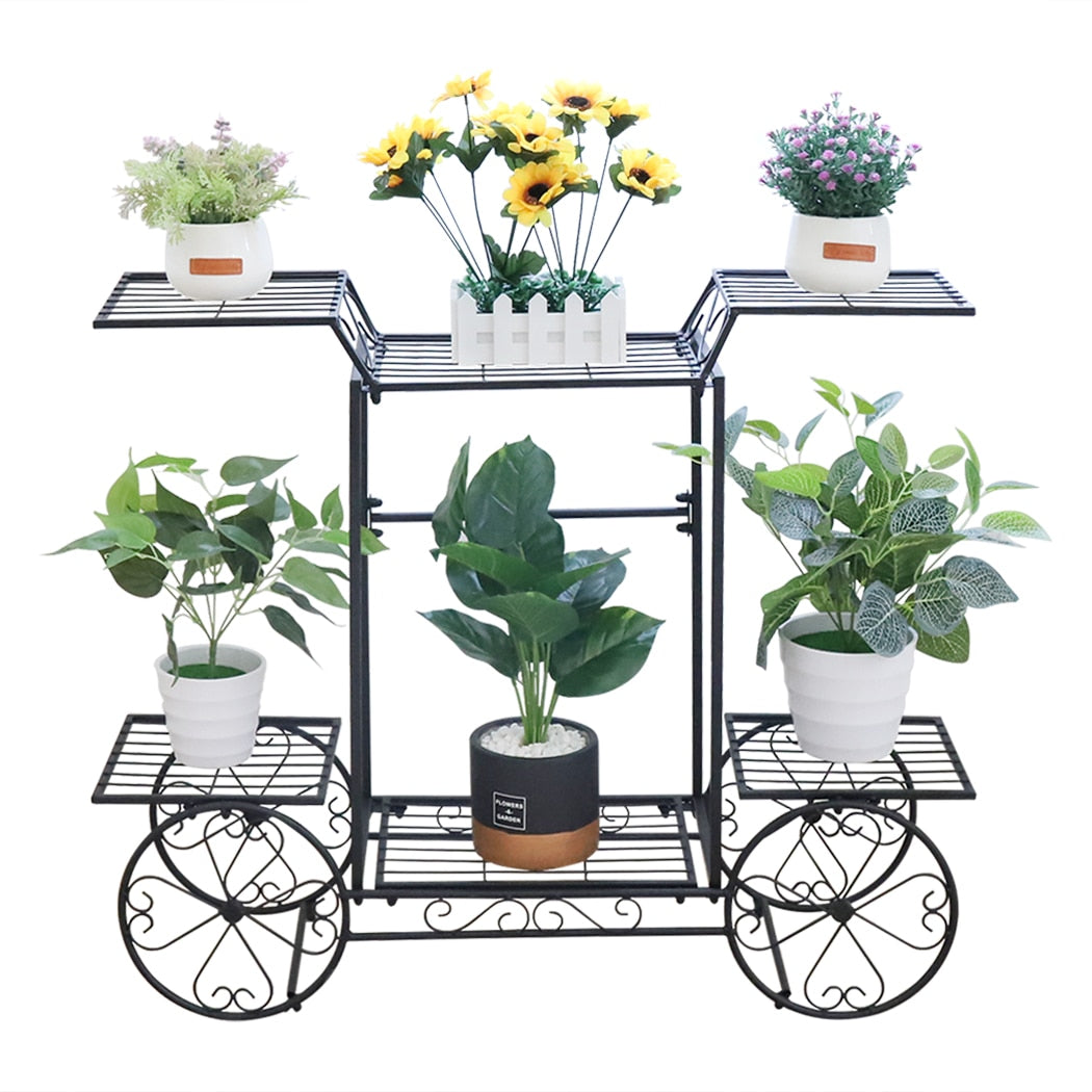 Large Metal Indoor/Outdoor Garden Cart design Plant Display Shelf/Rack Wrought Iron