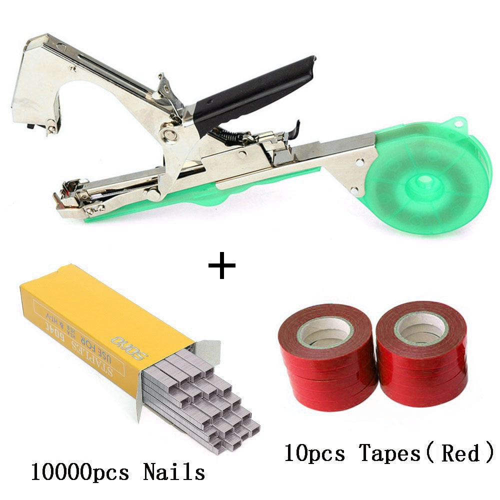 ALLSOME Tying Machine Plant Garden Plant Tapetool Tapener +10 Rolls Tape Set for Gardening