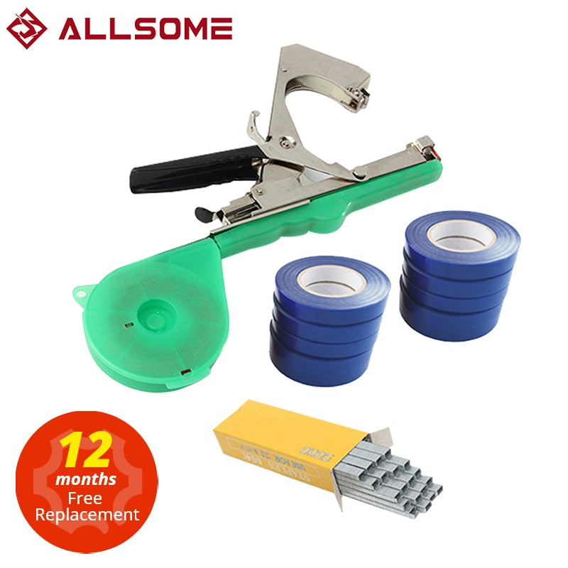 ALLSOME Tying Machine Plant Garden Plant Tapetool Tapener +10 Rolls Tape Set for Gardening