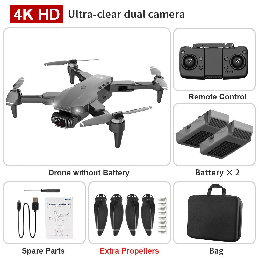 L900 PRO GPS Drone 4K Dual HD Camera Professional Aerial Photography Brushless Motor Foldable Quadcopter - OutdoorExplorersKit