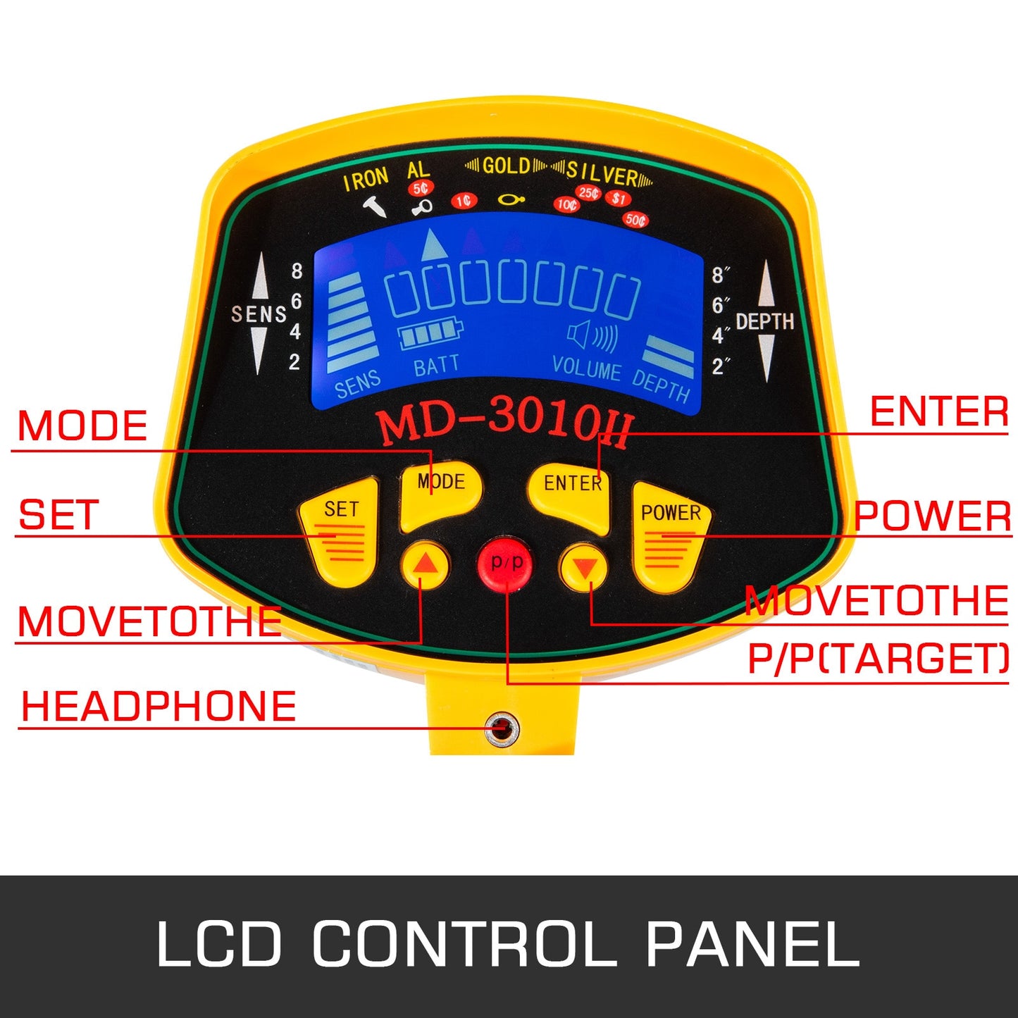 VEVOR Metal Detector Waterproof Disc Underwater Underground High Accuracy Sensitive LCD Display