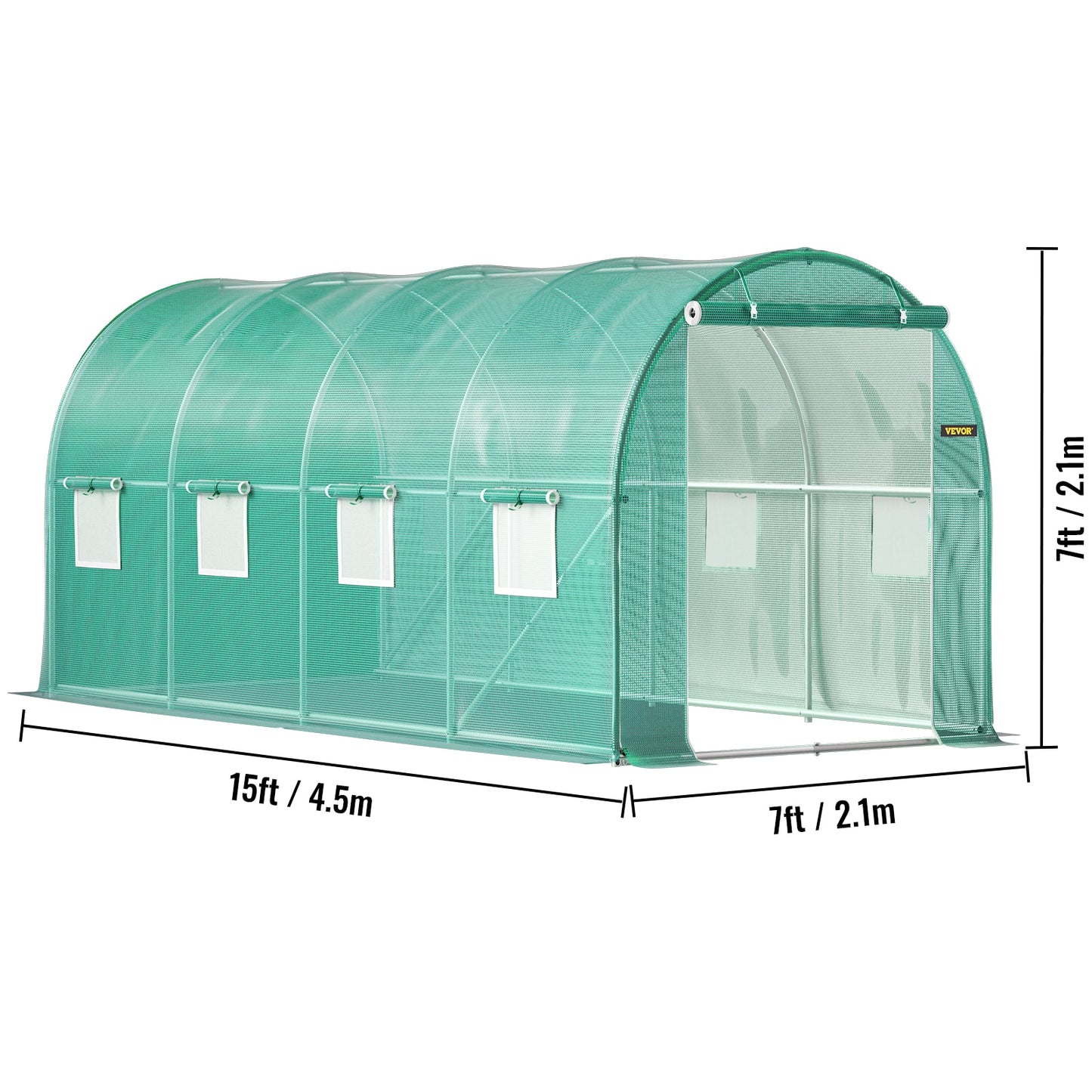 VEVOR Walk-in Tunnel Greenhouse Galvanized Frame & Waterproof Cover 15x7x7/10x7x7/20x10x7/12x7x7 ft Greenhouses & Cold Frames