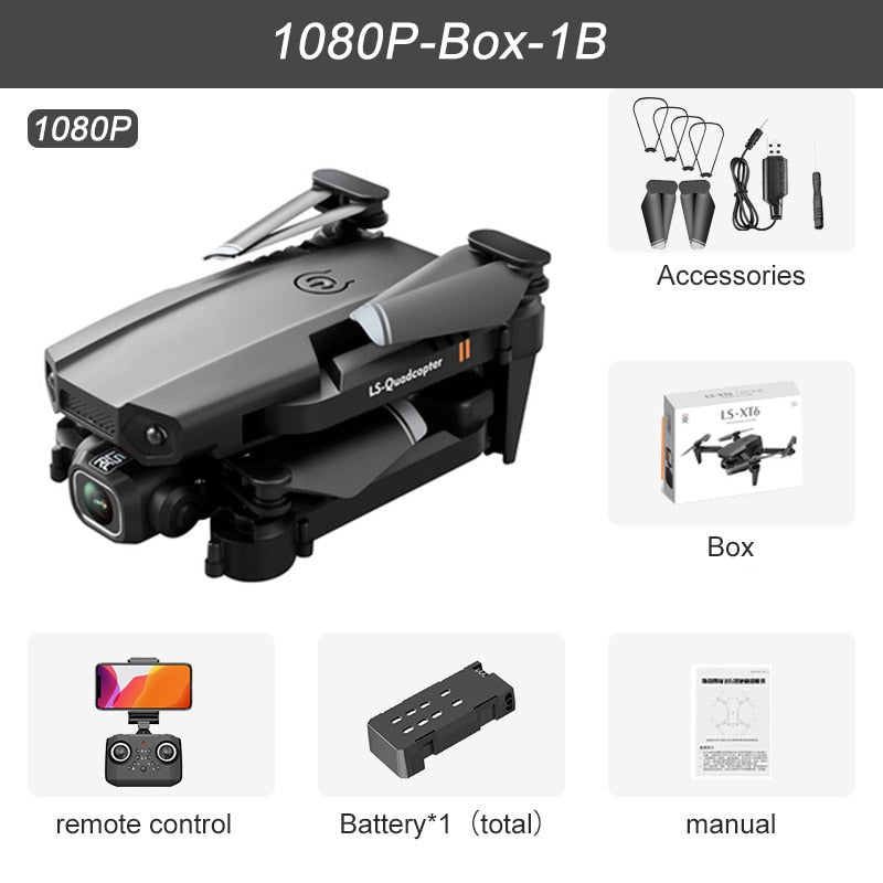 JINHENG XT6 Mini Drone 4K 1080P HD Camera WiFi Fpv Air Pressure Altitude Hold Foldable Quadcopter - OutdoorExplorersKit