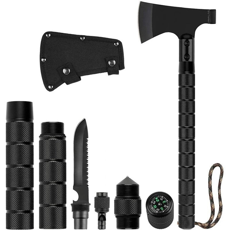 Multi purpose Axe Survival Camping Foldable Tactical Tool Kit - OutdoorExplorersKit