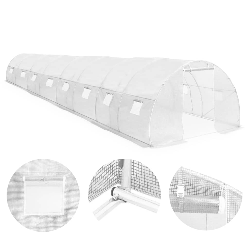 Large Walk-in Greenhouse with 16 Side Windows PE Mesh Fabric Robust Galvanized Steel Structure Easy Assembly