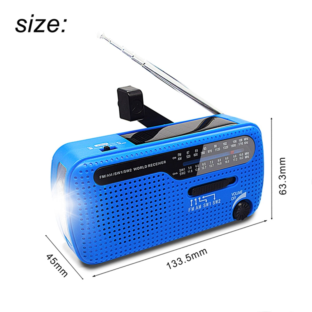 Hand Crank with Solar Bluetooth Speaker AM/FM Emergency Radio LED Power Display Flashlight IPX5 Waterproof 5000mAH Power Bank