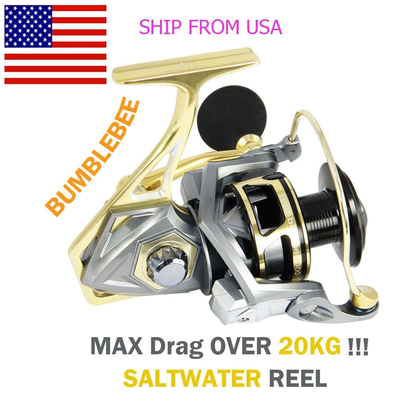 Angler Dream Saltwater Sea Fishing Spinning Reels 5.2:1 Ratio Max Drag 20kg CNC Metal Spinning Fishing Reels Size 2500-5000 - OutdoorExplorersKit