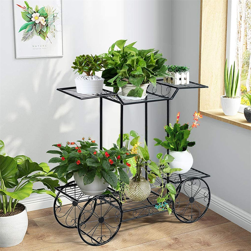 Large Metal Indoor/Outdoor Garden Cart design Plant Display Shelf/Rack Wrought Iron