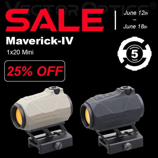 Vector Optics Maverick-IV 1x20 Mini Rubber Armored Reflex Sight Red Dot Scope Compact Size With IP67 For AK AR 15 .308 12GA