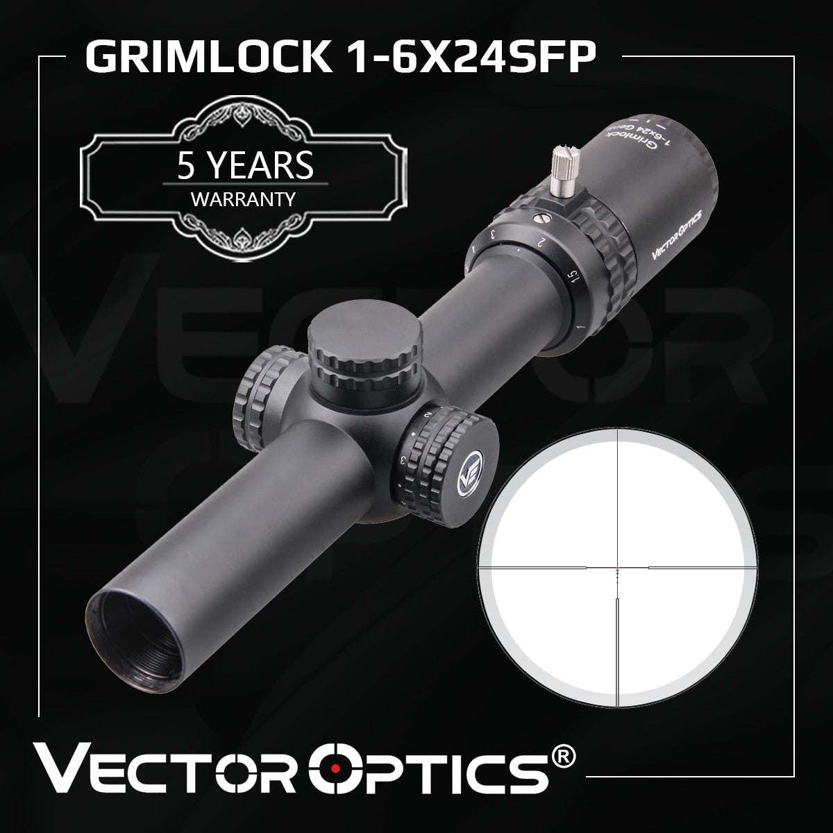 Vector Optics Gen2 Grimlock 1-6x24 BDC (MOA) Ballistic Reticle Rifle Scope Center Dot Illuminated CQB - OutdoorExplorersKit